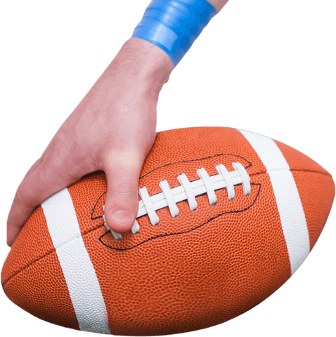 Transparent Hand Grip on American Football Close-up