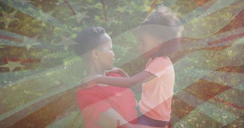 Mother Holding Daughter with USA Flag Overlay - Download Free Stock Images Pikwizard.com