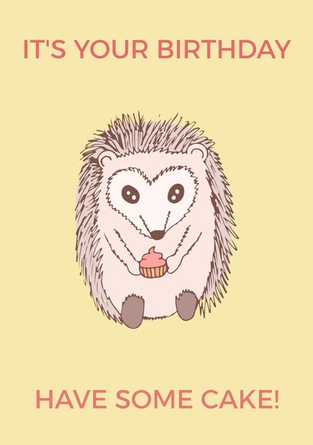 Adorable Hedgehog Celebrating Birthday Holding Cupcake - Download Free Stock Videos Pikwizard.com