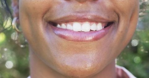 Close-Up Smile of African American Woman with Gleaming White Teeth