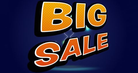 Bold big sale text with hourglass on blue background