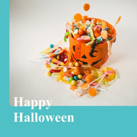 halloween candy overflowing from pumpkin bucket - Download Free Stock Templates Pikwizard.com