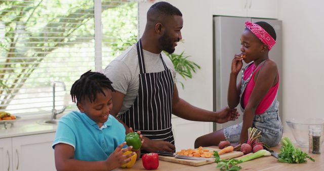 Father and Children Cooking Together in Modern Kitchen - Download Free Stock Images Pikwizard.com