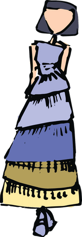 Stylish woman in blue truqueil dress vector illustration on transparent background