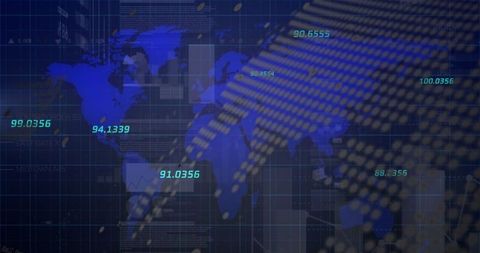 Global Finance Data with Blue World Map and Economic Metrics - Download Free Stock Images Pikwizard.com