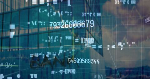 Futuristic Digital Data Overlay on Modern Glass Building - Download Free Stock Images Pikwizard.com
