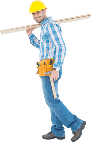 Smiling Worker Carrying Wooden Planks on Transparent Background - Download Free Stock Videos Pikwizard.com