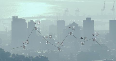 Futuristic Urban Growth Concept with Cityscapes and Data Visualization