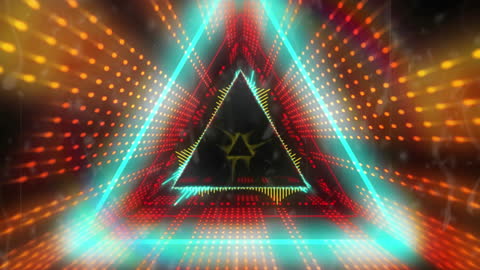 Futuristic Digital Tunnel Animation with Glowing Triangles