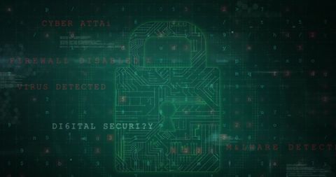 Cybersecurity Warning With Digital Padlock and Circuit Elements - Download Free Stock Images Pikwizard.com