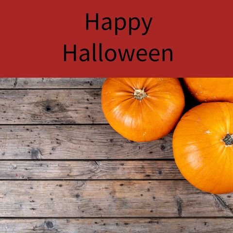 happy halloween message with pumpkins on wooden background - Download Free Stock Templates Pikwizard.com