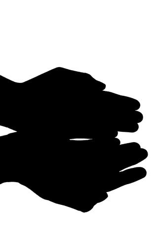 Silhouette of hands in sporty gesture on transparent background