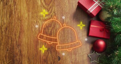 Festive Christmas Decor with Gifts and Pine Branches