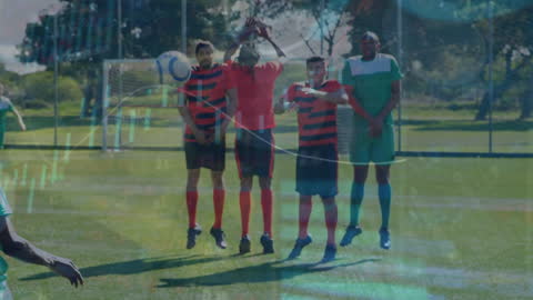 Football Players Merging with Financial Data Overlay