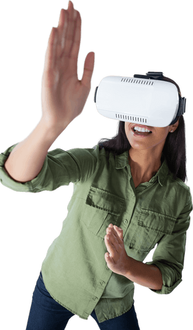 Energetic Woman Interacting with Virtual Reality Experience - Download Free Stock Videos Pikwizard.com