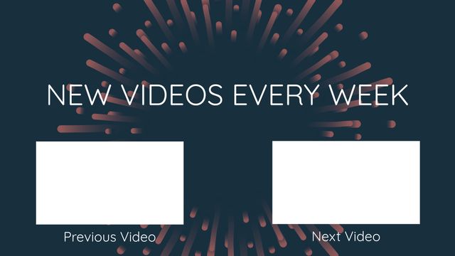 Banner featuring space for previous and next video thumbnails with text 'New Videos Every Week' over blue background. Suitable for YouTube channels, video content creators, or digital marketing campaigns. It can also be used for social media promotions, and subscription prompts.
