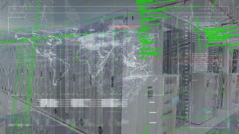 Digital Data Flow and Modern Cityscape Illustration