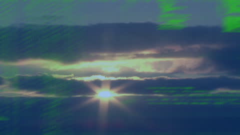 Digital Data Streaming Over Serene Sunset Sky