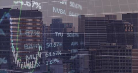 Abstract Financial Data Over Urban Skyline - Download Free Stock Images Pikwizard.com