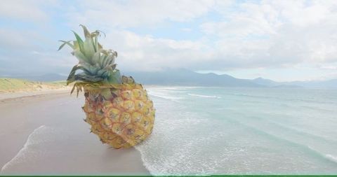 Surreal Giant Pineapple on Sandy Dunes Beachfront