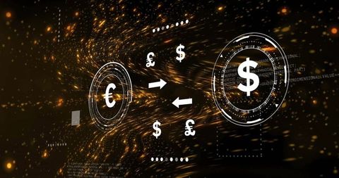 Digital Currency Exchange Technology with Euro and Dollar Icons