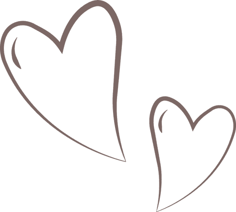 Minimalist hand-drawn heart outlines on transparent background