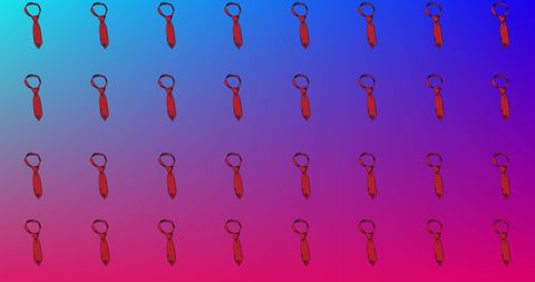 Pattern of red neckties arranged on a dynamic blue and pink background provides a bold, stylish design often used for fashion statement projects, men's style advertising, or creative blog illustrations. Unique visual creates eye-catching digital interfaces or website backgrounds, highlighting trend and modernity.