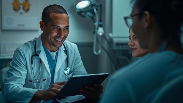 Doctor Conducting Consultation with Nurses in a Modern Clinic