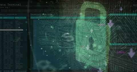 digital padlock overlaying complex cybersecurity interface - Download Free Stock Images Pikwizard.com