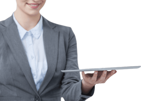 Transparent Businesswoman Holding Tablet