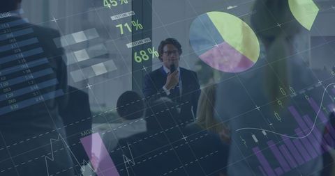 Business Presentation with Digital Analytics Overlay - Download Free Stock Images Pikwizard.com