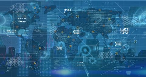 Global Digital Data Processing Interface in Blue - Download Free Stock Images Pikwizard.com