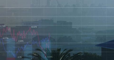 Financial Data with Urban Harbor Background Showing Industry Insights