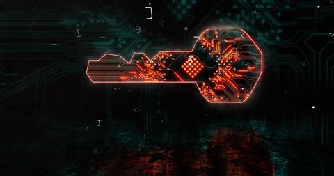 Digital circuit key with futuristic padlock design