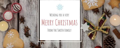 Festive christmas greeting card with traditional holiday elements