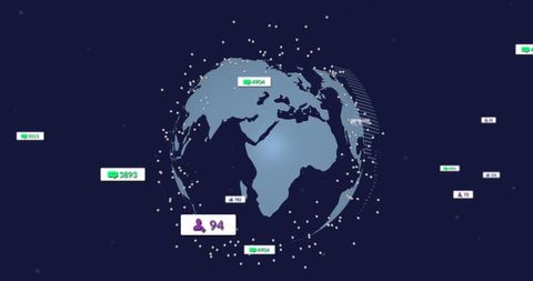 Global Social Media Engagement Visualized on Rotating Earth - Download Free Stock Images Pikwizard.com