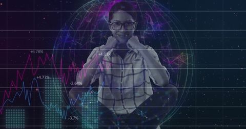 Woman Analyzing Global Graph Data, Digital Technology Concept - Download Free Stock Images Pikwizard.com