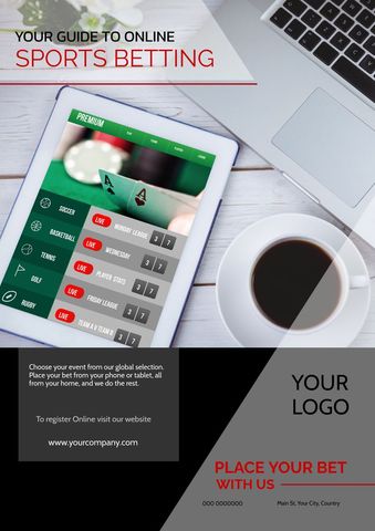 online sports betting promotion template with tablet and coffee - Download Free Stock Templates Pikwizard.com