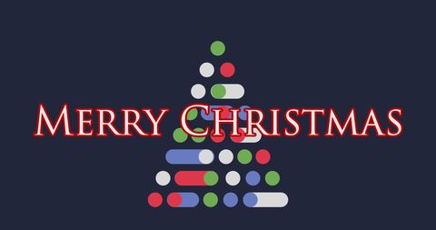 Merry Christmas Text on Geometric Tree Background