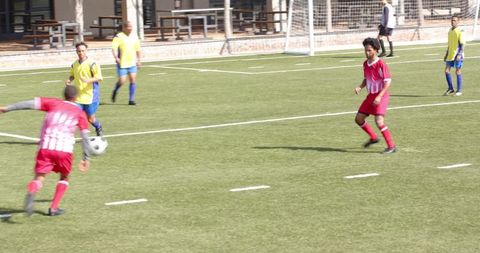 Teen Soccer Players Competing in School Sports Match