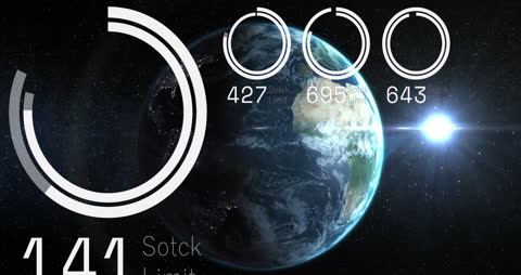 Digital Data Processing Visualization Over Earth from Space