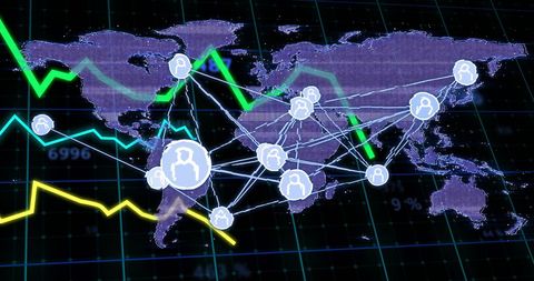 Global Network Connectivity in Financial Data - Download Free Stock Images Pikwizard.com