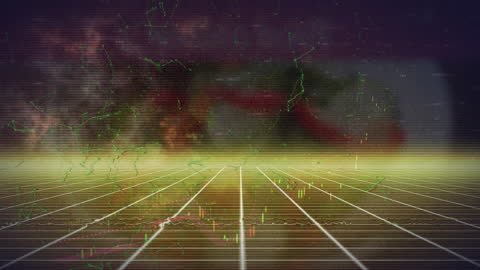 Abstract Digital Interface: Animated Neon Cloud Patterns