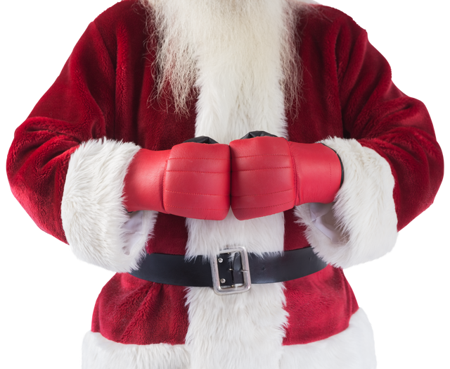 Midsection of Santa Claus in Boxing Gloves Transparent Background Ready for Christmas Competition - Download Free Stock Videos Pikwizard.com