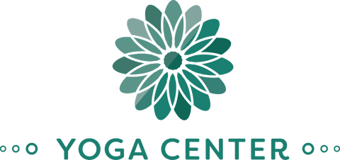 Transparent yoga center logo with green flower illustration