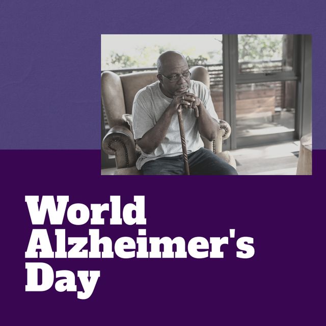 World Alzheimer’s Day Awareness with Worried Senior African American Man - Download Free Stock Templates Pikwizard.com