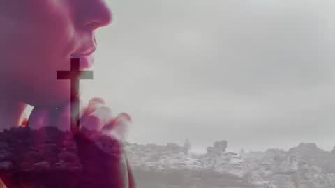 Silhouette Of Praying Person With Cross Overlay