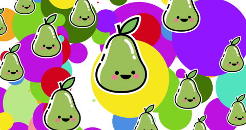 Cute Pear Patterns on Vibrant Colored Spots Background