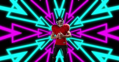 American Football Player in Neon Virtual Environment