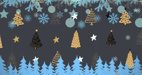 Festive Christmas Baubles With Trees and Stars